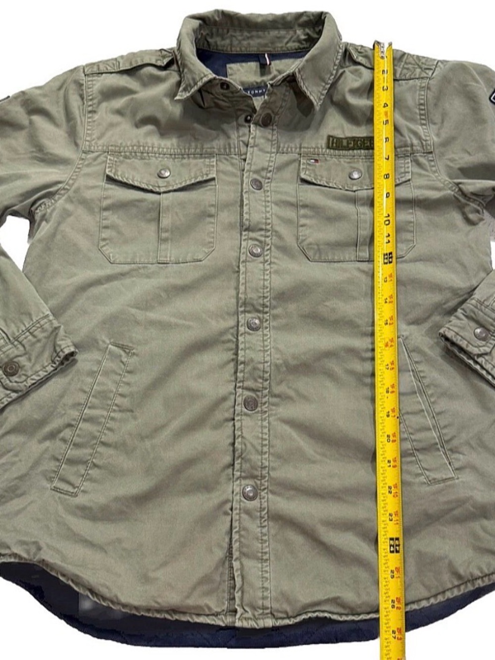 Tommy Hilfiger Olive Green Military Utility Jacket XL 20 Embroidered Patches - Picture 11 of 15